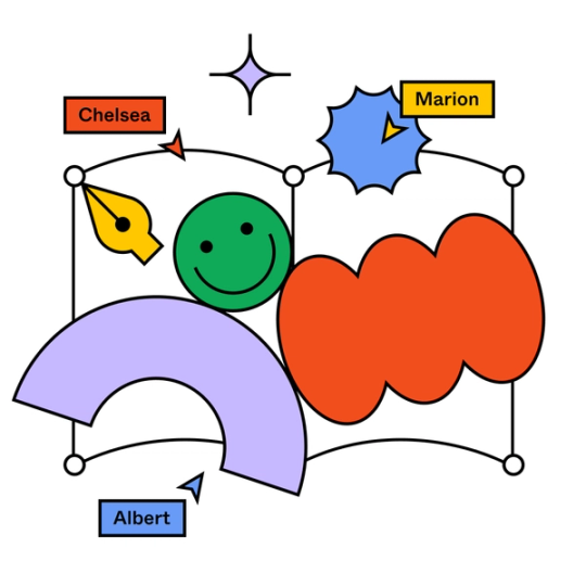 Cursors interacting with an illustration